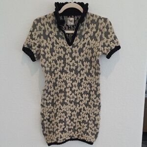 TACH Black and Cream Textured Mini Dress